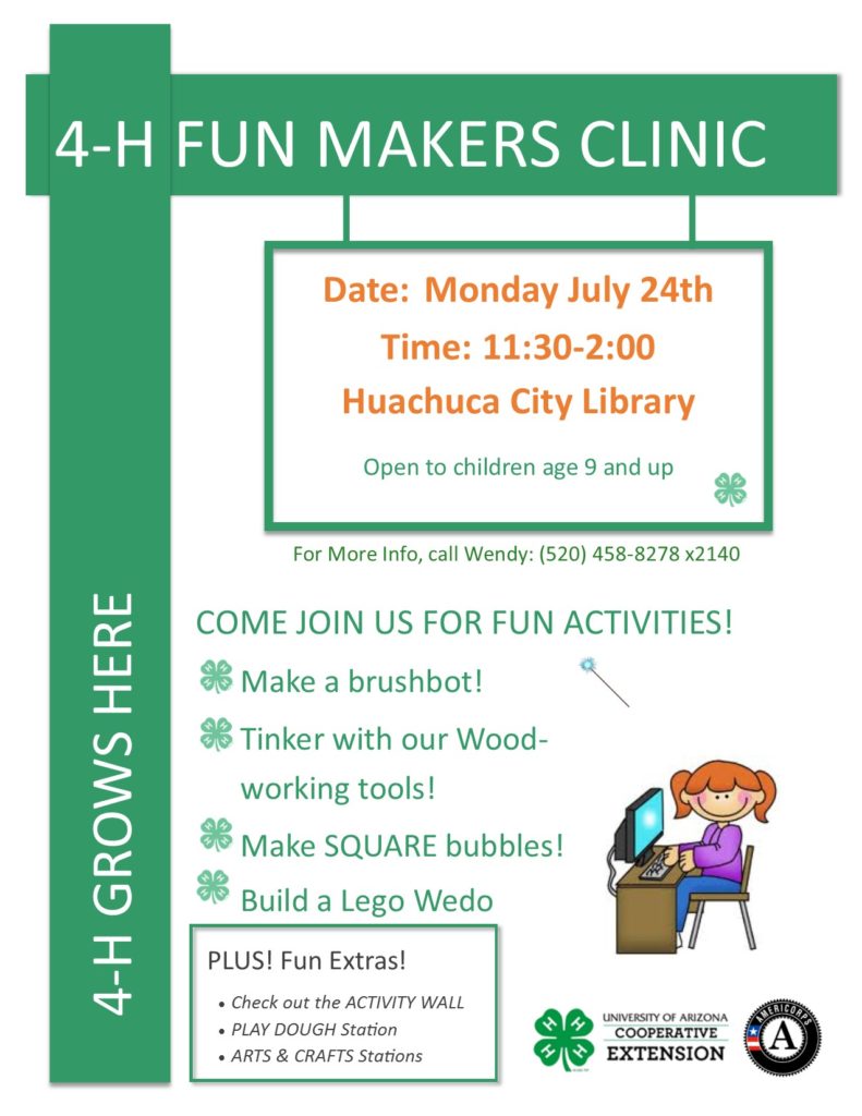 enrollment 4-h online system FUNMAKERS CLINIC of Huachuca  City H Town  4